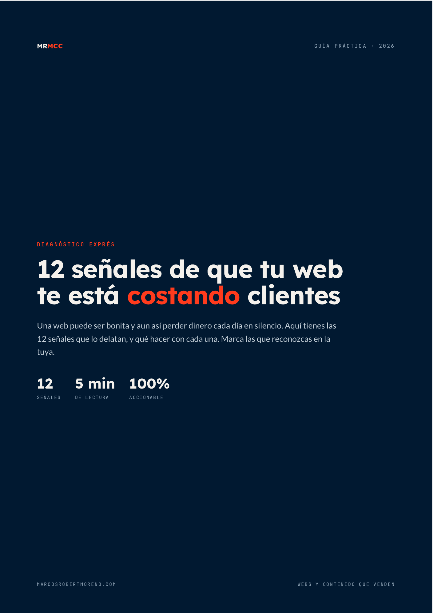 Portada de la guía: 12 señales de que tu web te está costando clientes